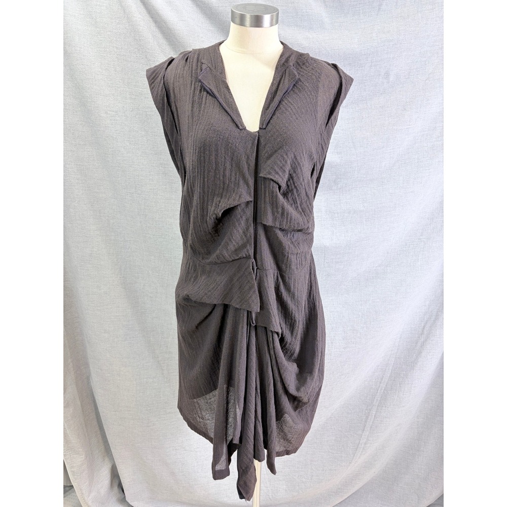 Kaylee Tankus Gray Wool Draped Sleeveless Avant Garde Lagenlook Dress Large L